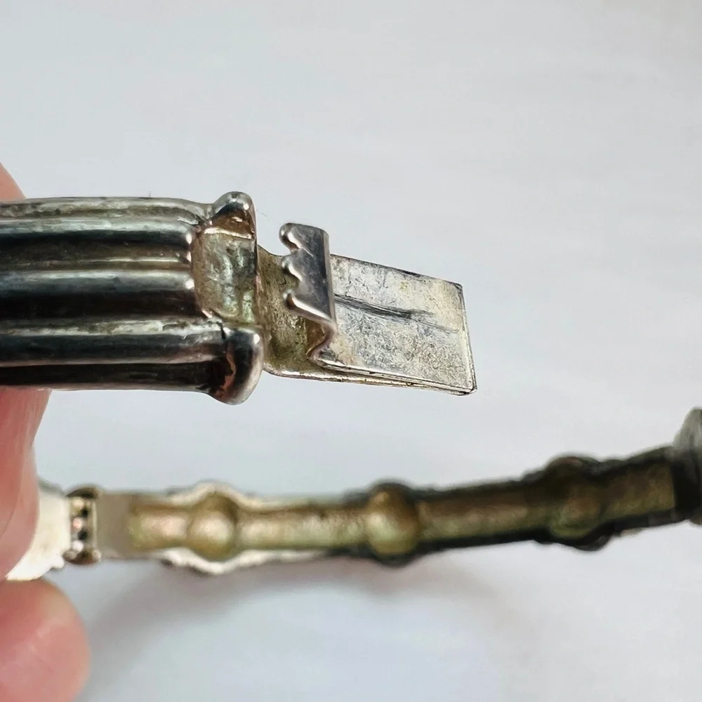 Vintage Aged Silvetone Weighted Bohemian Bracelet